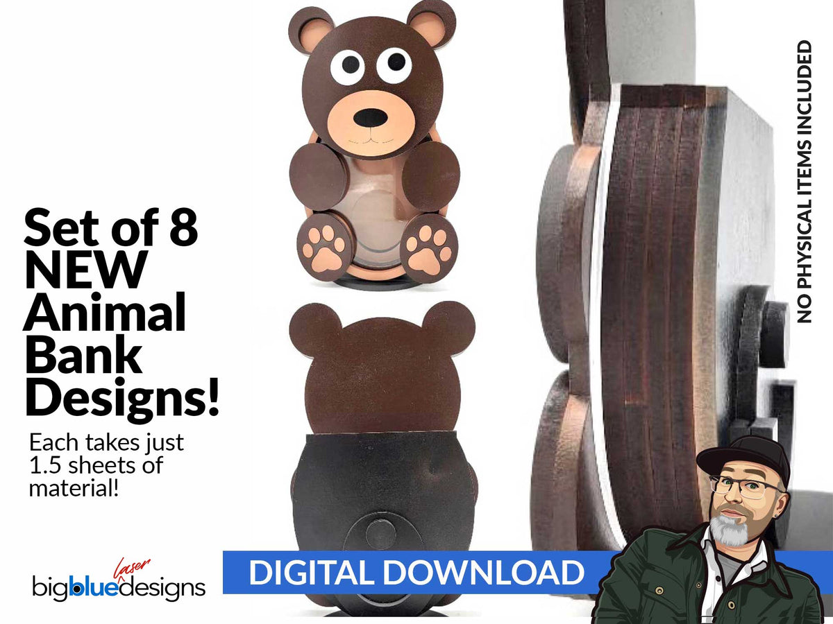 Animal Bank Set v2 (8 Bank Designs) Big Blue Laser Designs