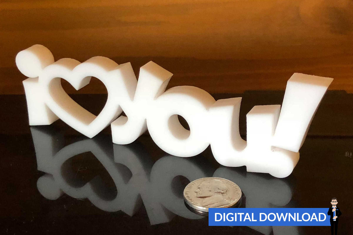 "I Heart You" Cut Out Words – Big Blue Laser Designs