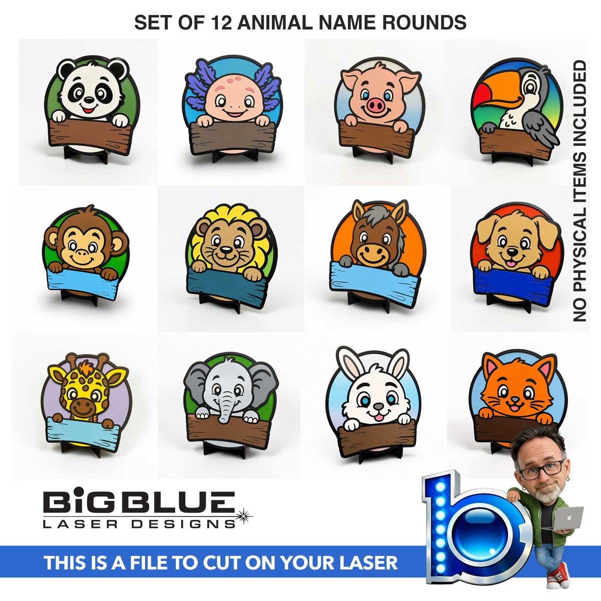 Animal Themed Name Rounds – Big Blue Laser Designs