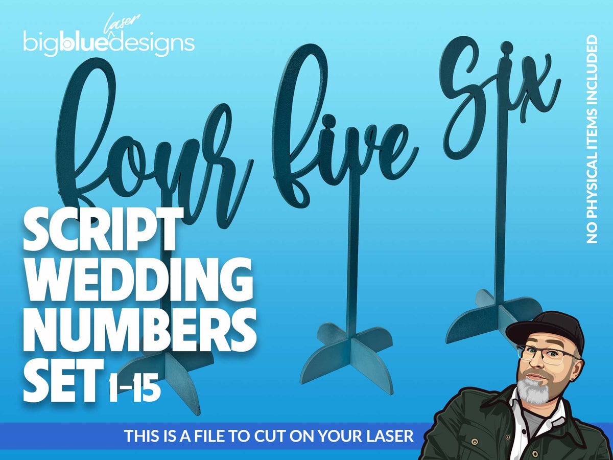 Script Number Set Script Wedding Table Numbers 1-15 – Big Blue Laser Designs