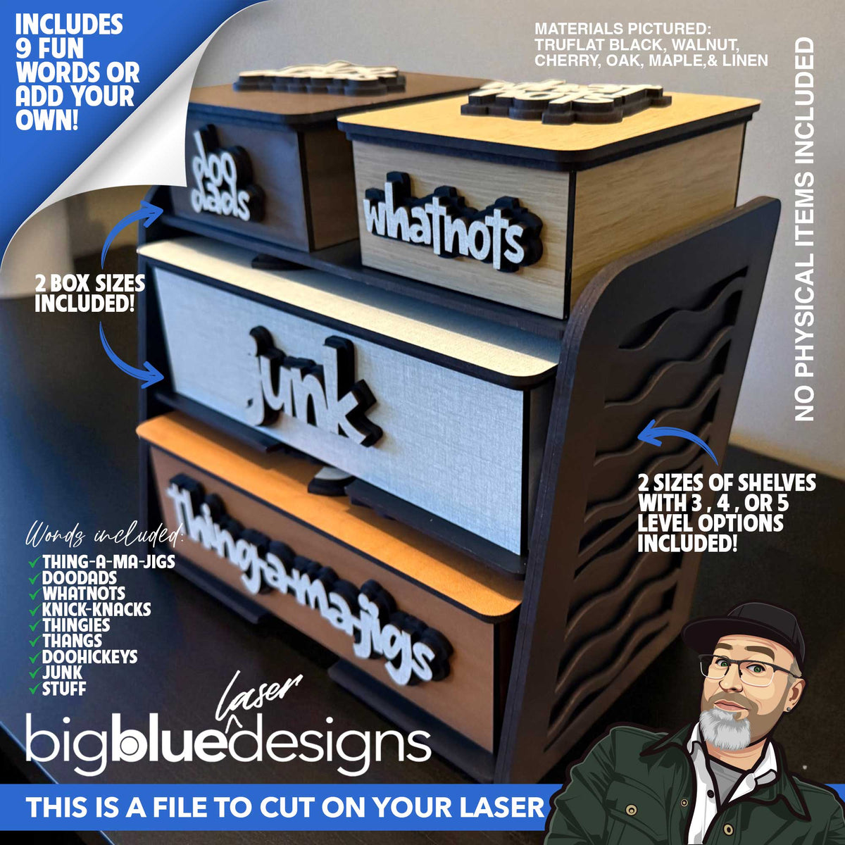 Stuff Box Blue Stuff Boxes and Stands – Big Blue Laser Designs