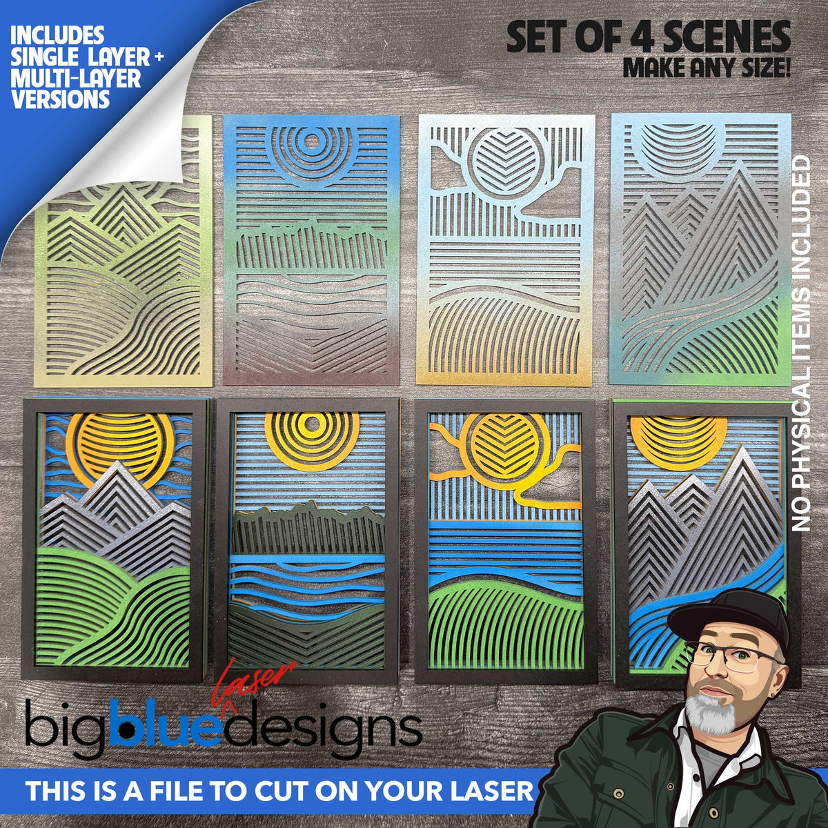 Geometric Landscape Set (Multilayer + Single Layer Versions) – Big Blue ...