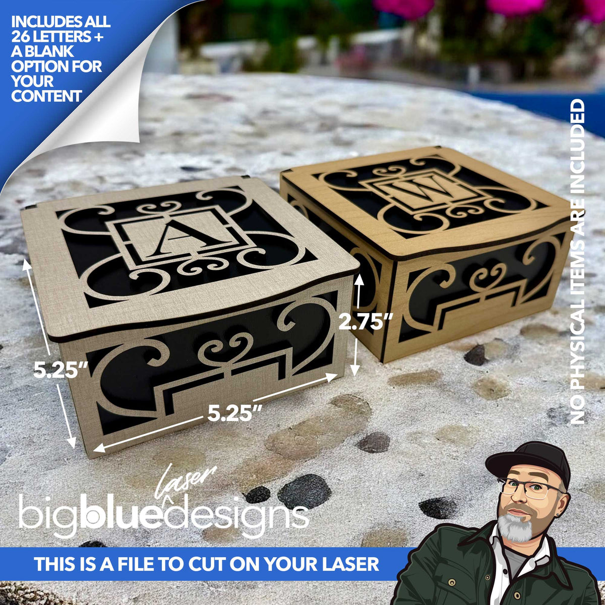 Medium Monogram Hinged Box Set (all 26 letters) – Big Blue Laser Designs
