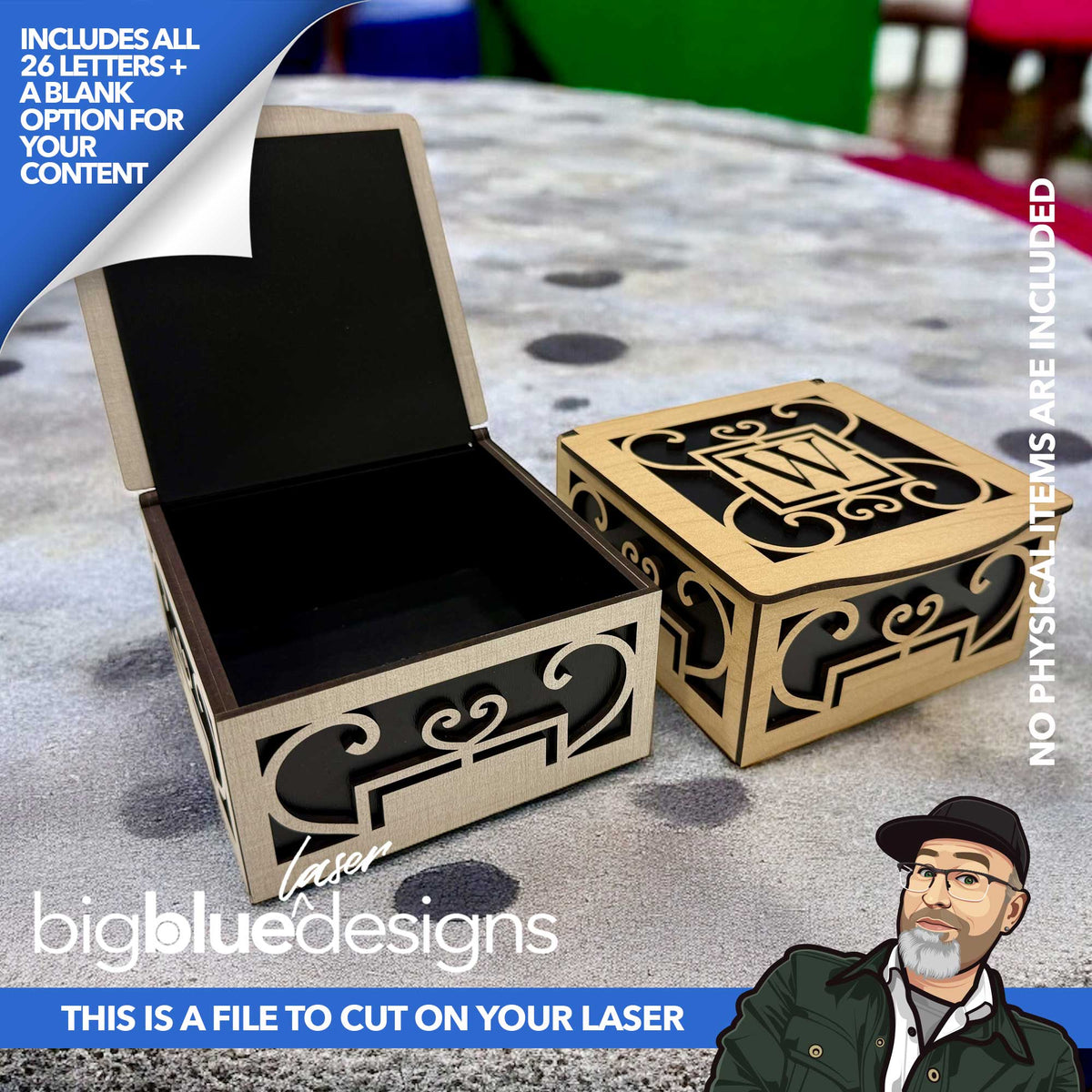 Medium Monogram Hinged Box Set (all 26 letters) – Big Blue Laser Designs