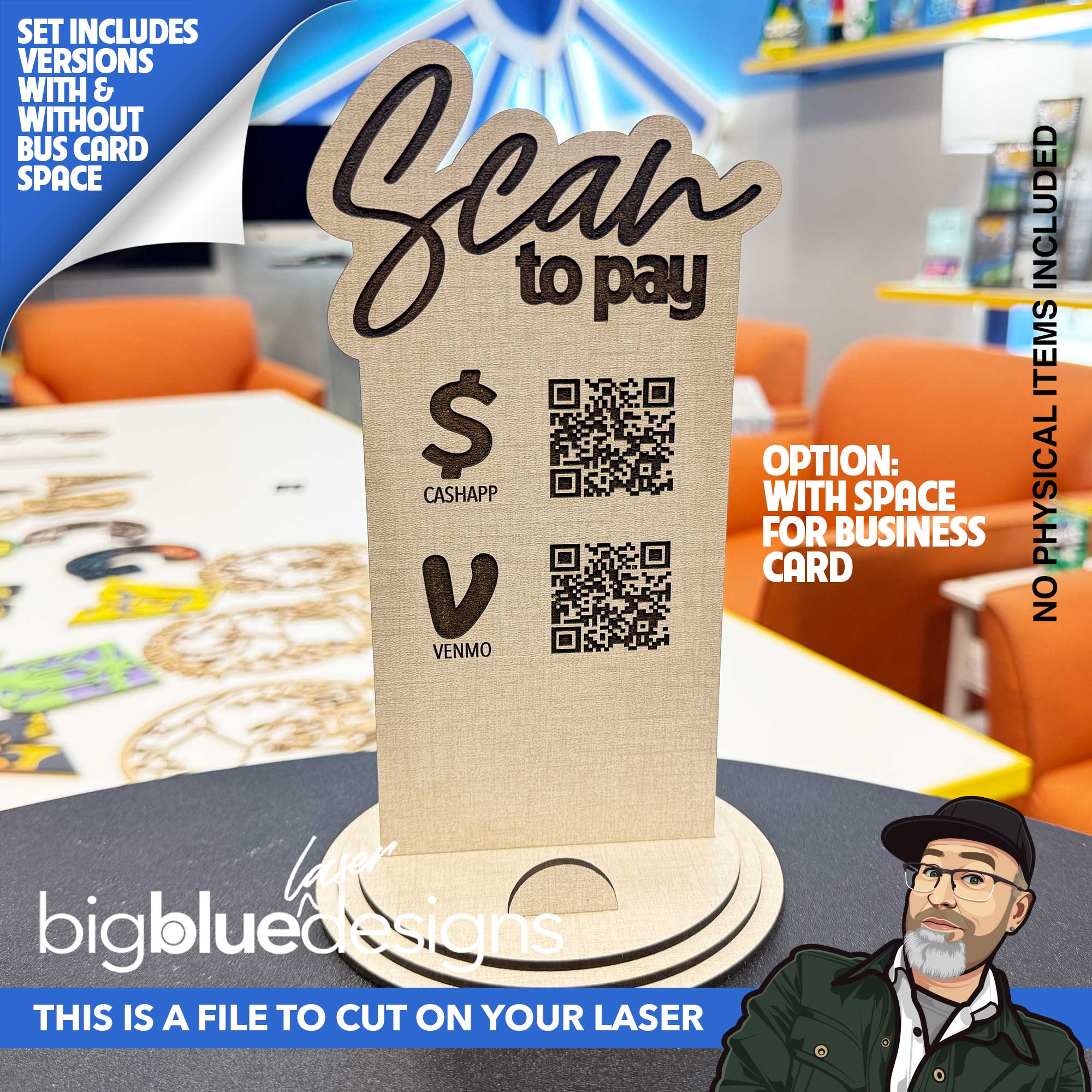 Scan First Sign Scan to Pay Sign Set – Big Blue Laser Designs