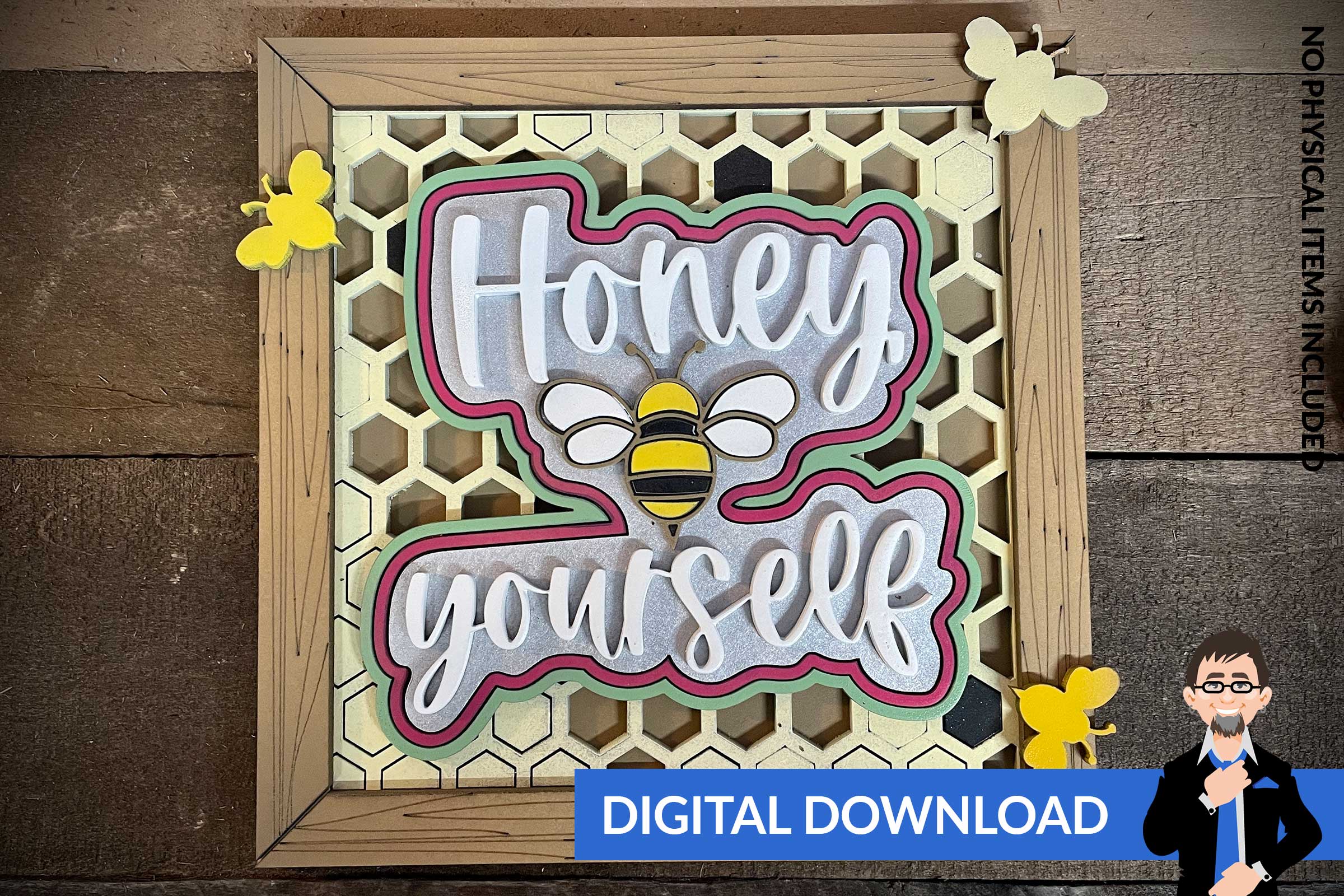 Bee Themed 8 Inch Sign Set (7 Sign Designs) – Big Blue Laser Designs