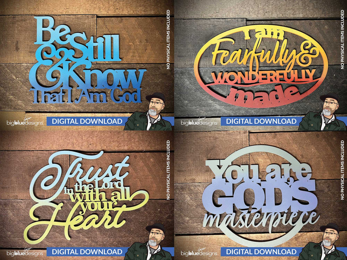 Set of 12 Faith Themed Signs – Big Blue Laser Designs
