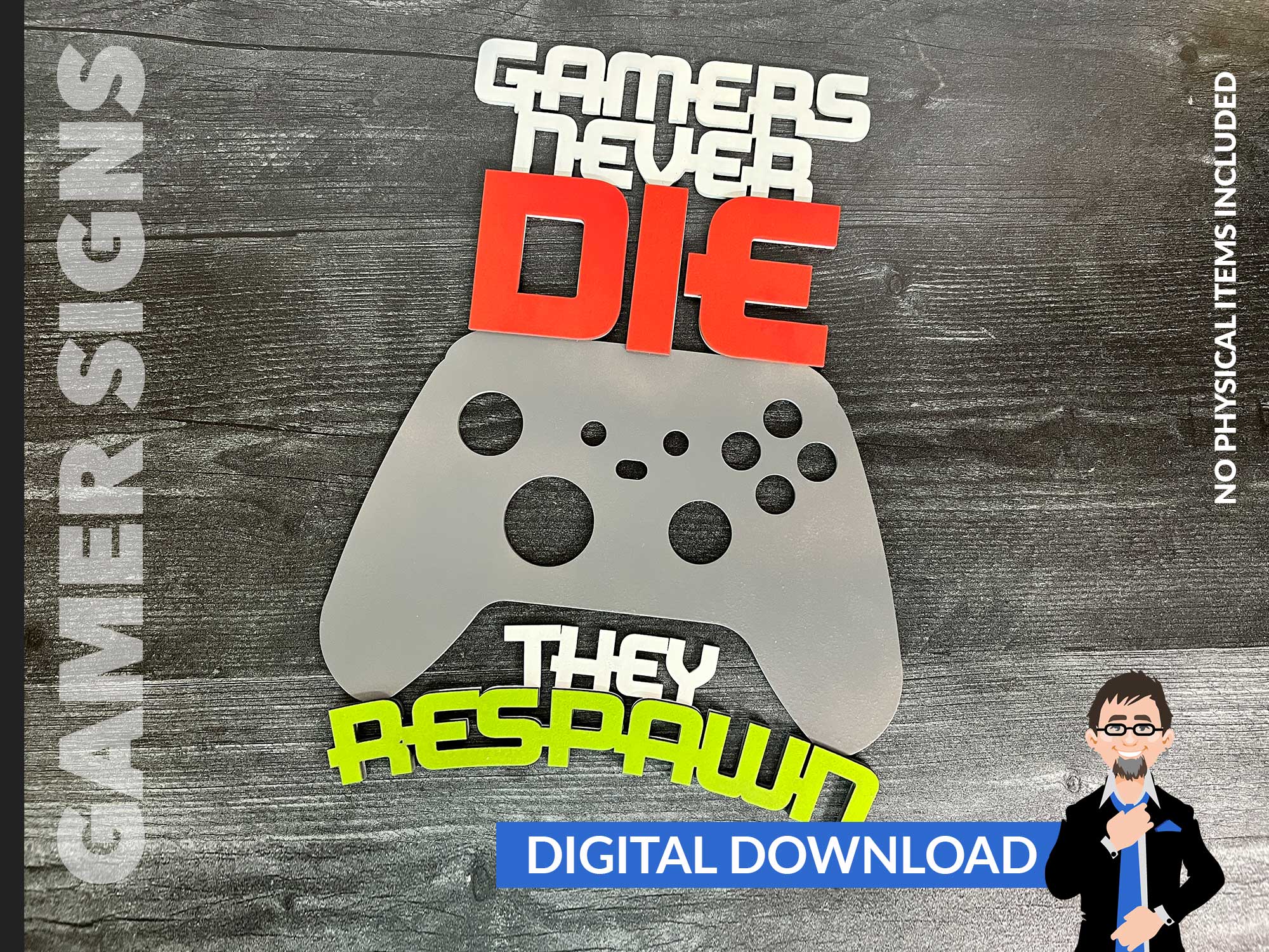 Gamer Sign Set (5 Signs) – Big Blue Laser Designs