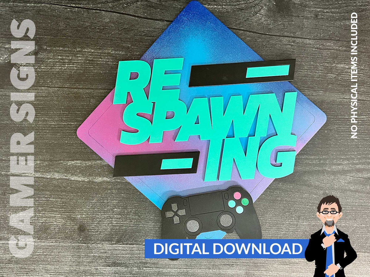 Square Gamer Themed Sign Set – Big Blue Laser Designs