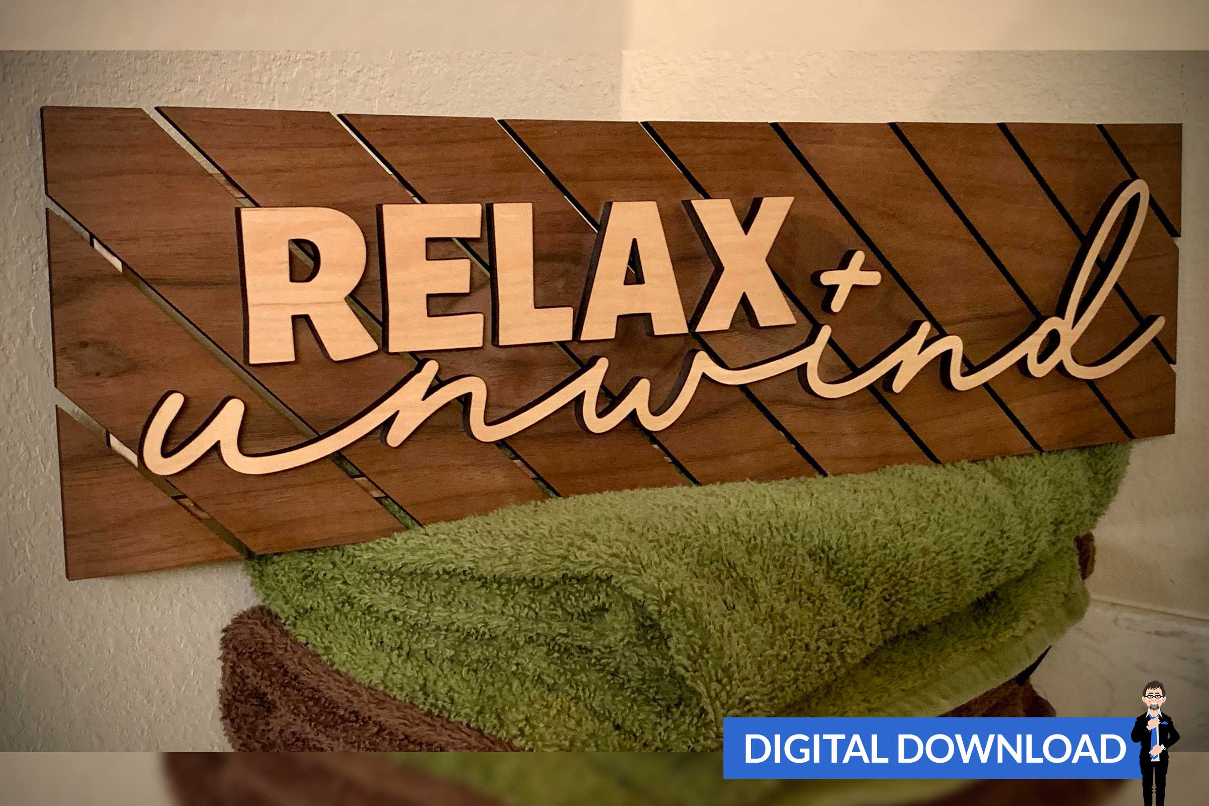 Unwind Sign Relax and Unwind Sign with Fence Background – Big Blue Laser Designs