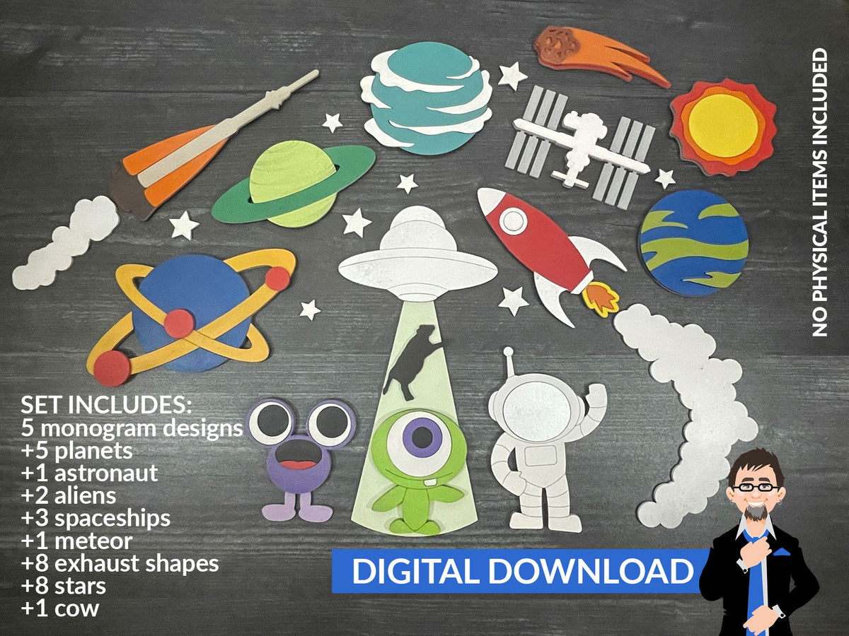 DIY Monogram Design Kit: Space Theme – Big Blue Laser Designs