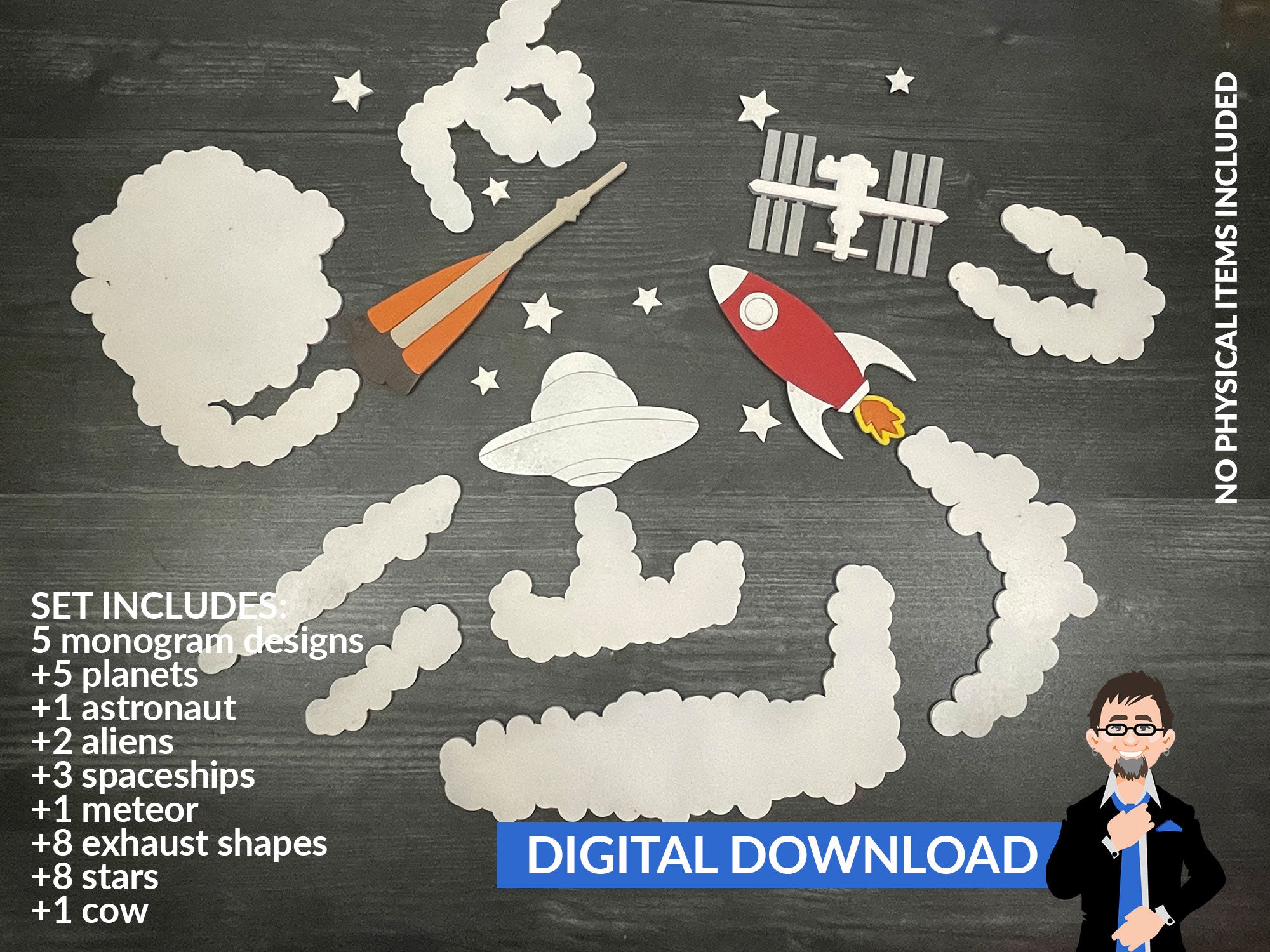 DIY Monogram Design Kit: Space Theme – Big Blue Laser Designs